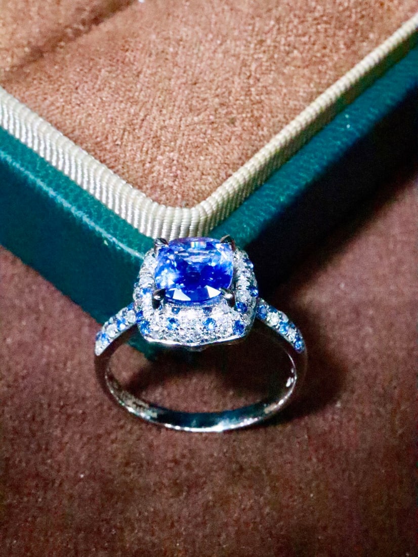 18K Natural Blue Sapphire Ring - 4