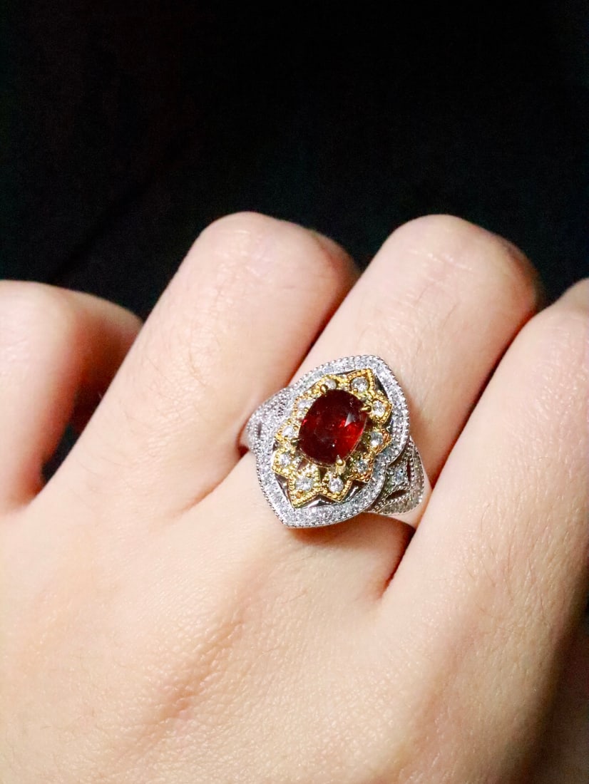 Platinum Natural Unheated Ruby Ring - 5
