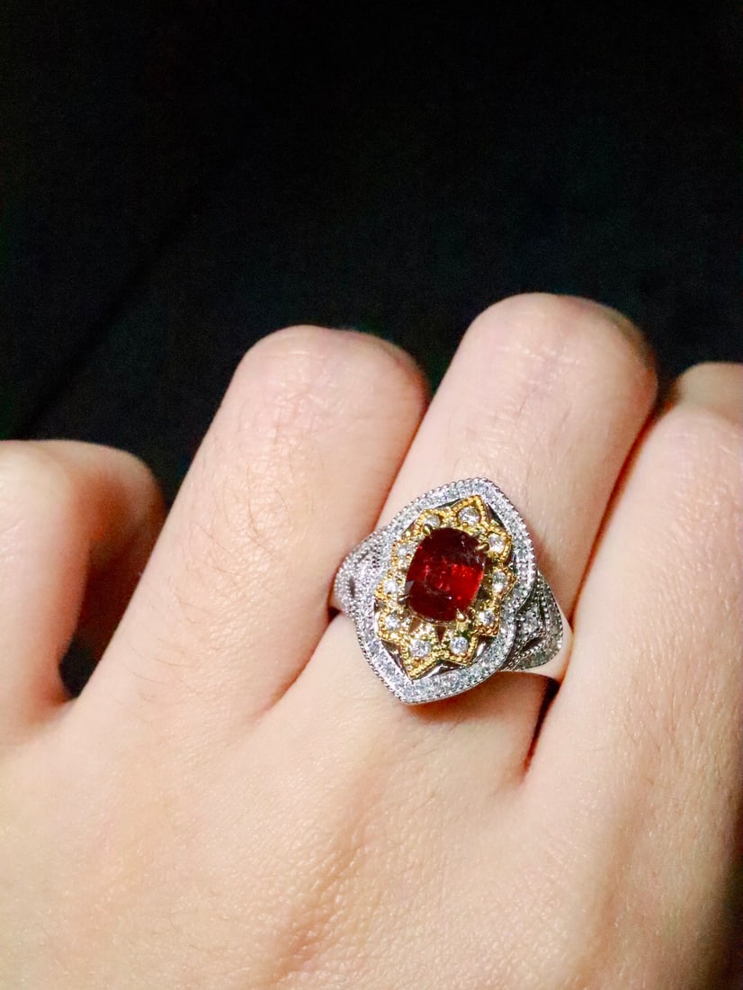Platinum Natural Unheated Ruby Ring - 6