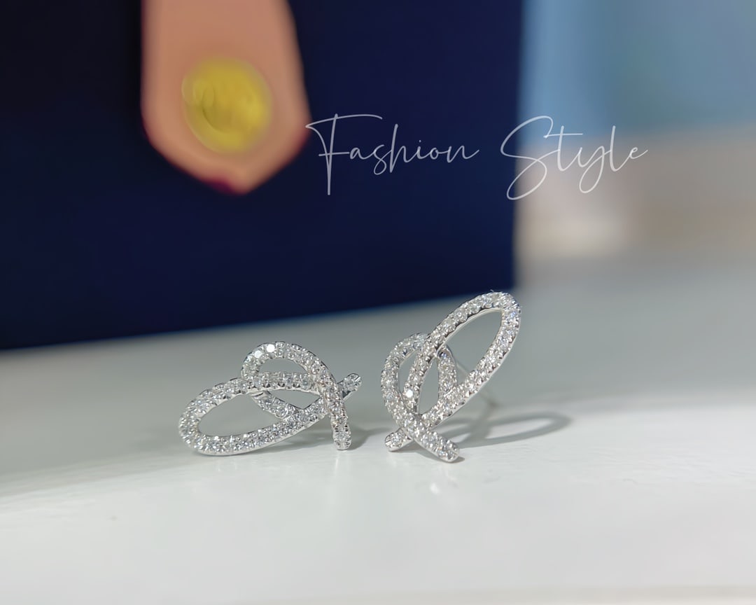 Full Diamond Heart Earrings - 2