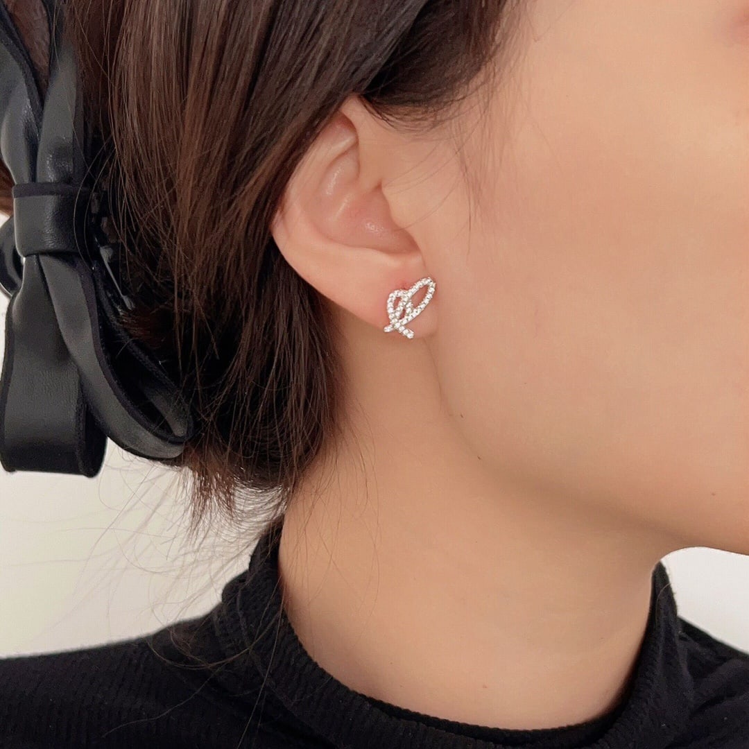 Full Diamond Heart Earrings - 3