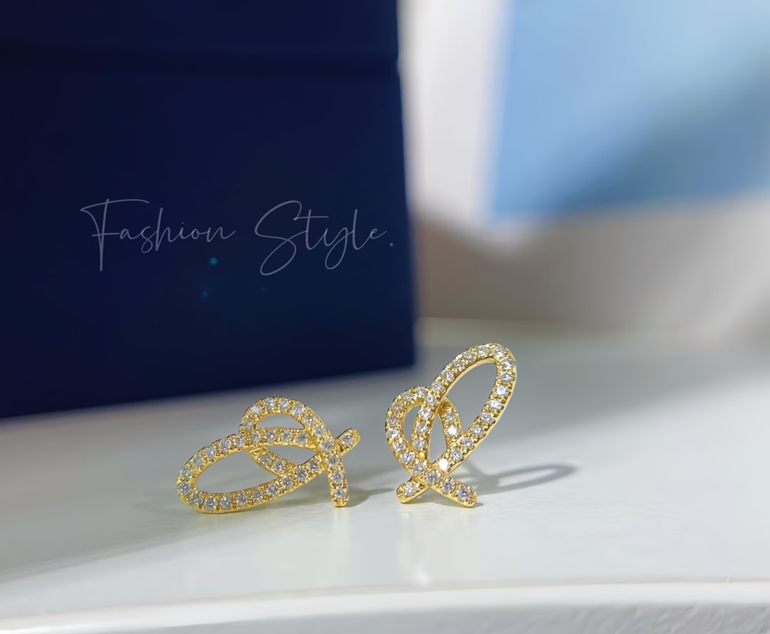 Full Diamond Heart Earrings - 4