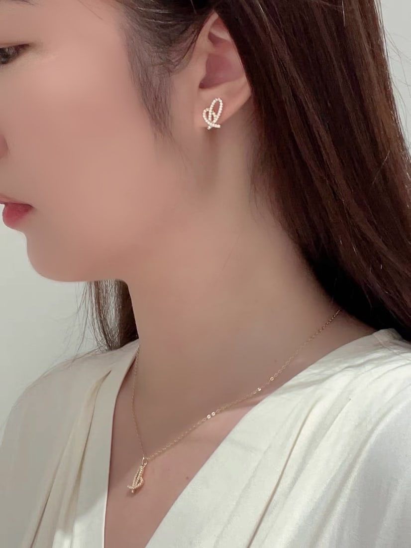 Full Diamond Heart Earrings - 5