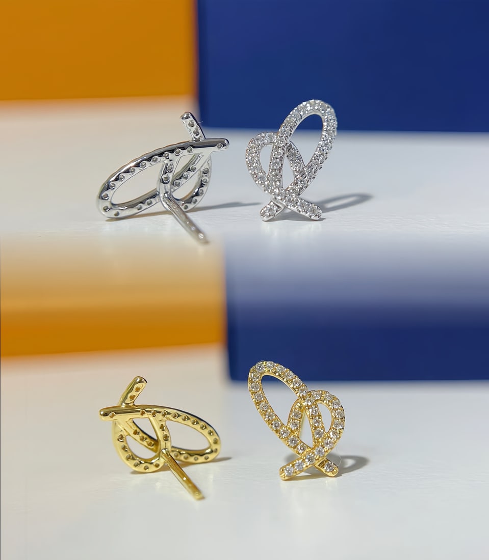 Full Diamond Heart Earrings - 6