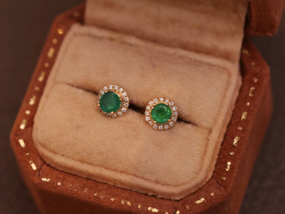 18K Gold Emerald Earrings - 3