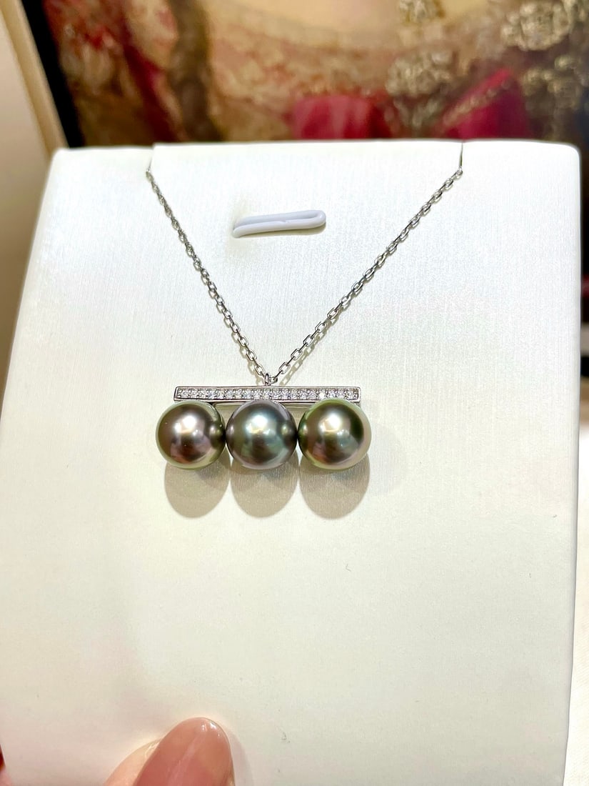 Sterling silver Tahitian pearl necklace - 2