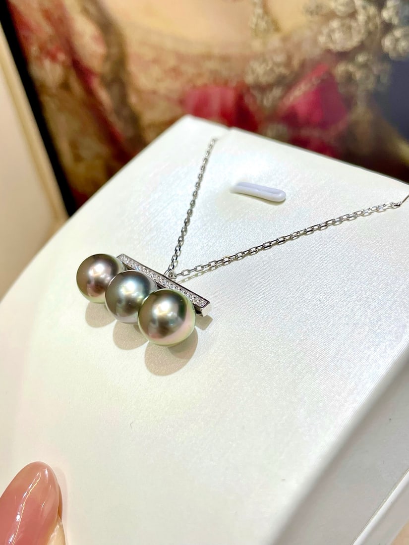 Sterling silver Tahitian pearl necklace - 3