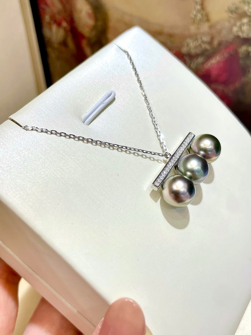 Sterling silver Tahitian pearl necklace - 4
