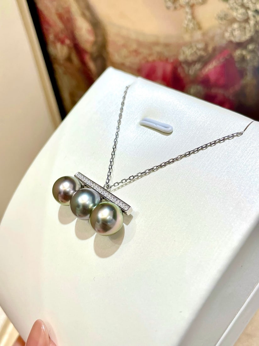 Sterling silver Tahitian pearl necklace - 5
