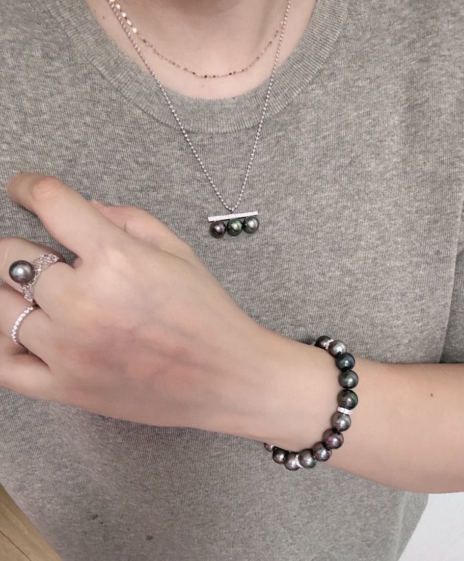 Sterling silver Tahitian pearl necklace - 6