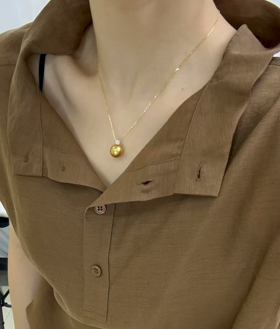 18K gold South Sea bead pendant - 6