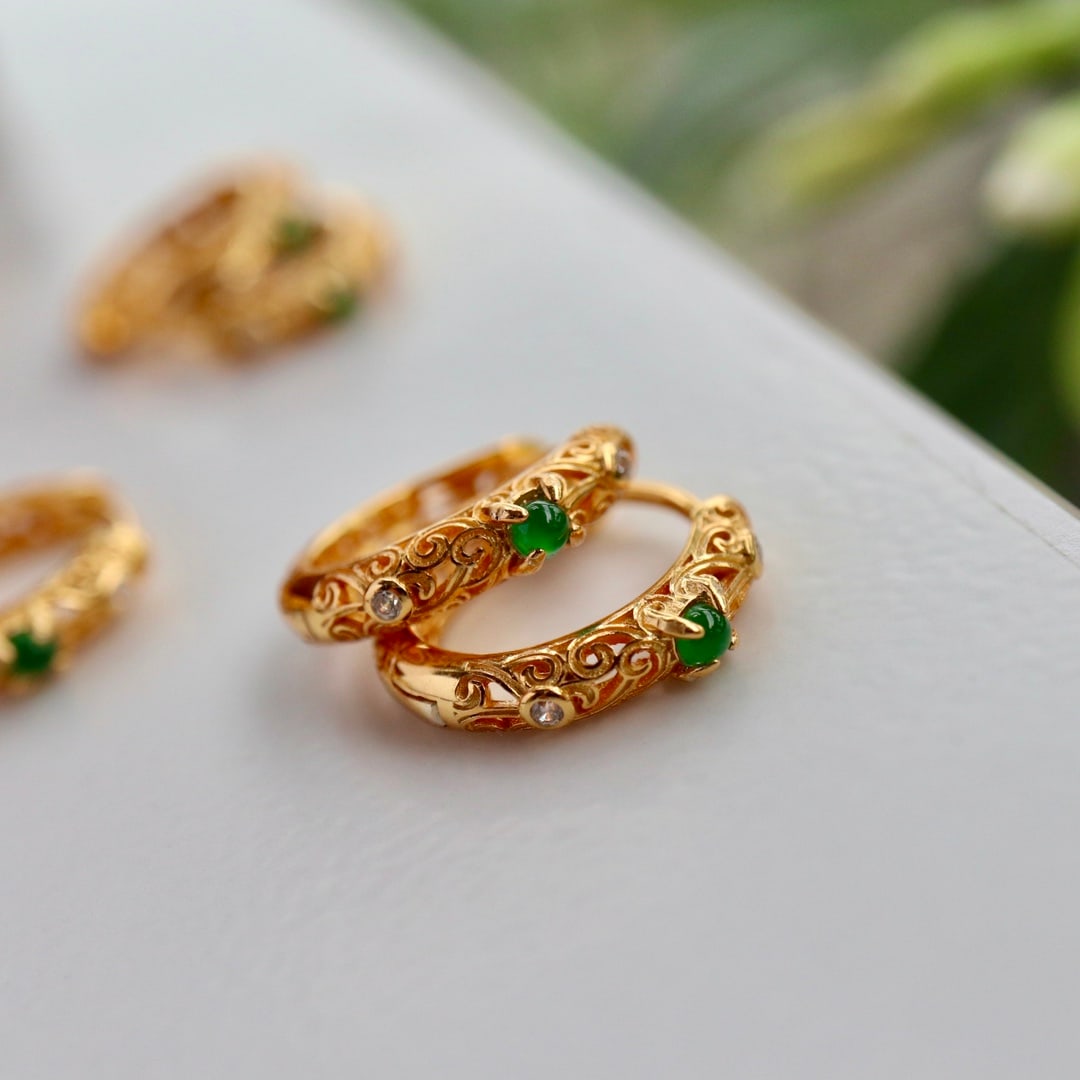 Natural Jadeite Ear Clips - 6