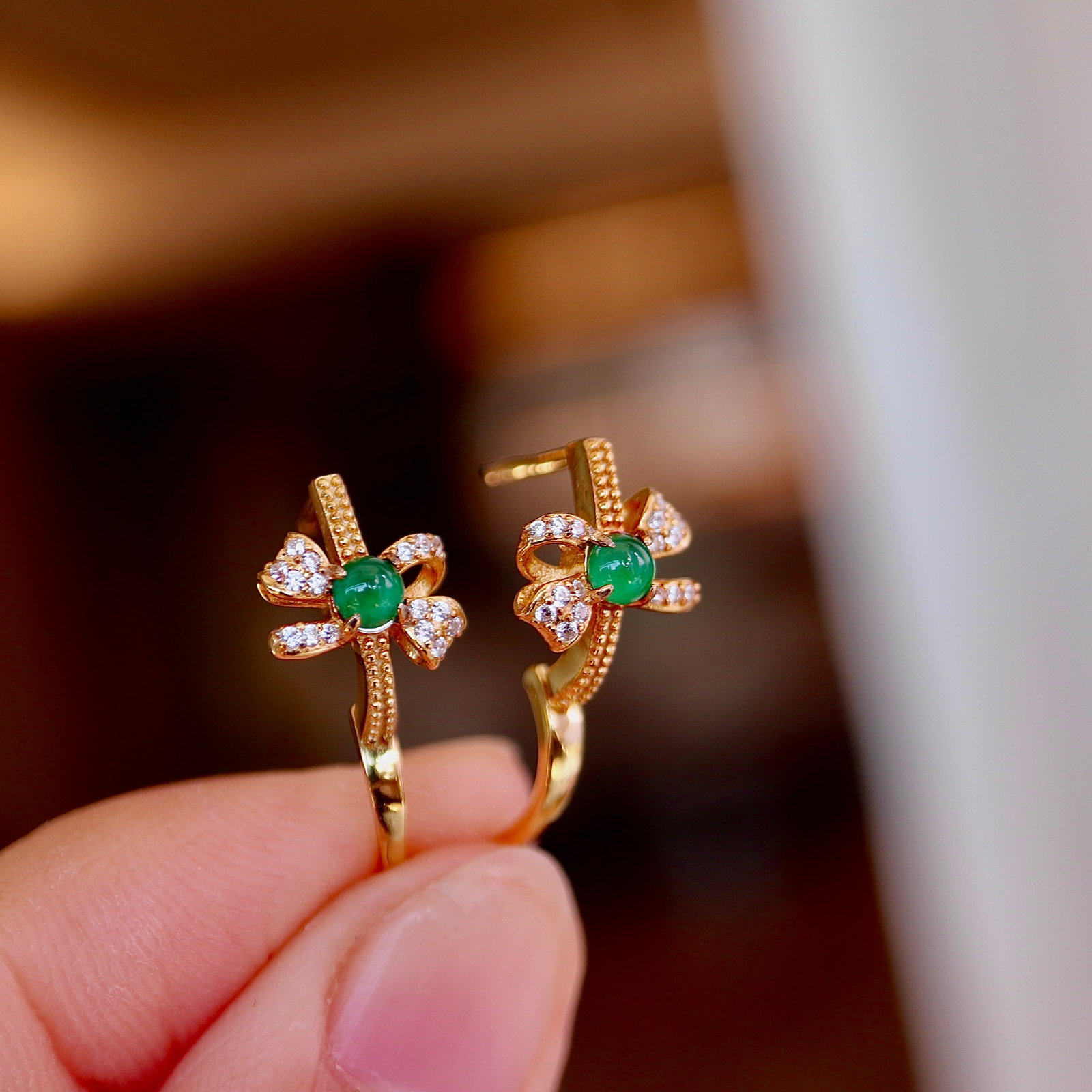 Natural Jade Earrings - 7
