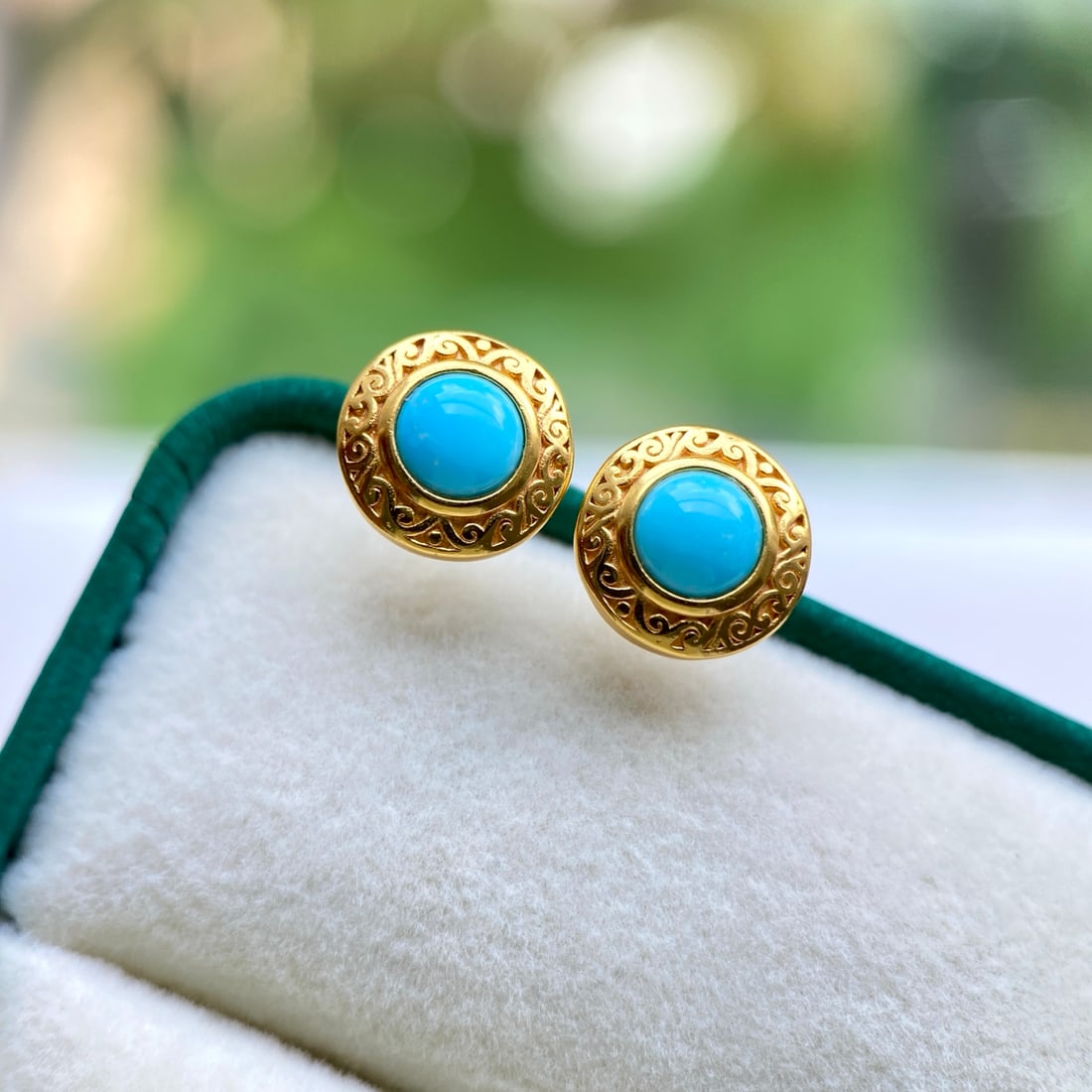 S925 Silver Natural Turquoise Earrings - 5