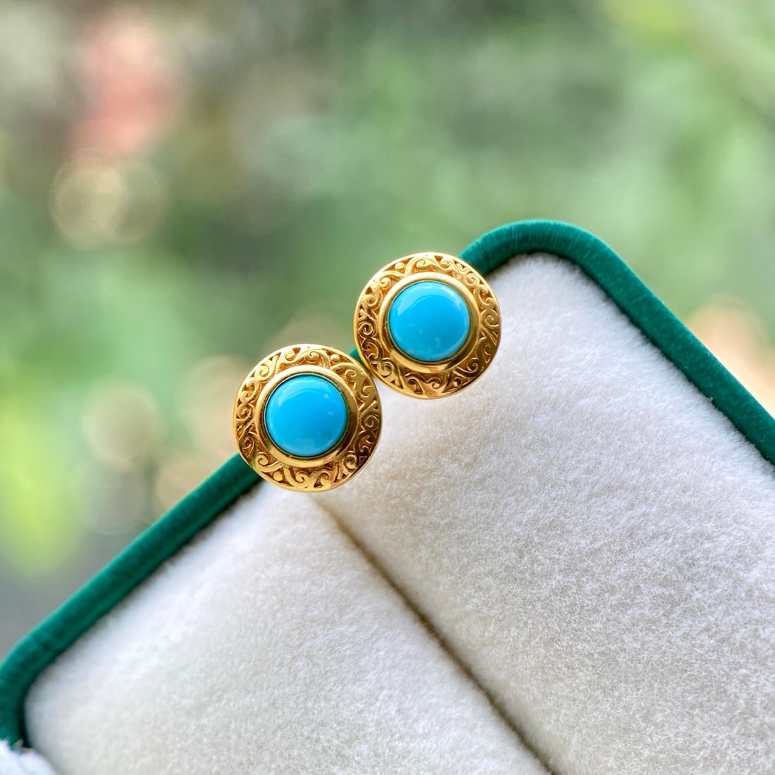 S925 Silver Natural Turquoise Earrings - 6