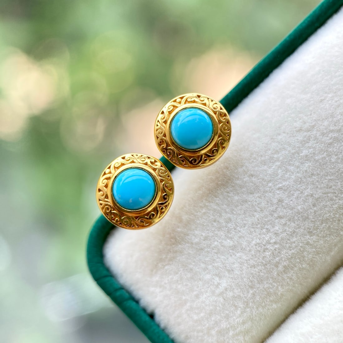 S925 Silver Natural Turquoise Earrings - 8