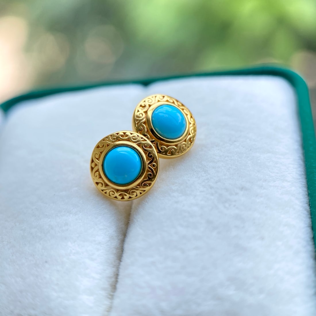 S925 Silver Natural Turquoise Earrings - 9