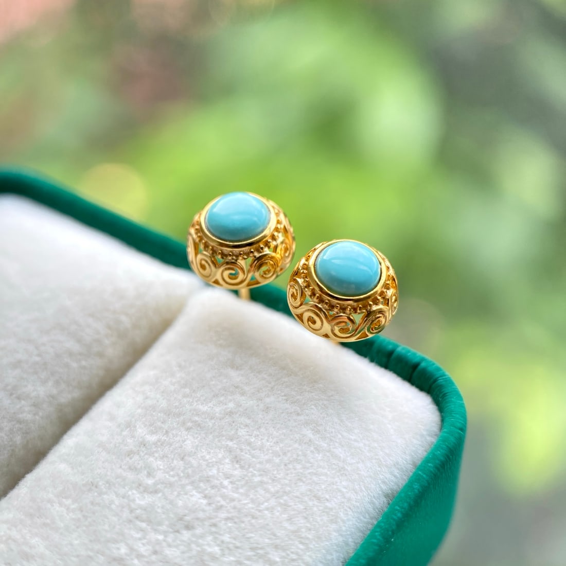 S925 Silver Natural Turquoise Earrings - 3