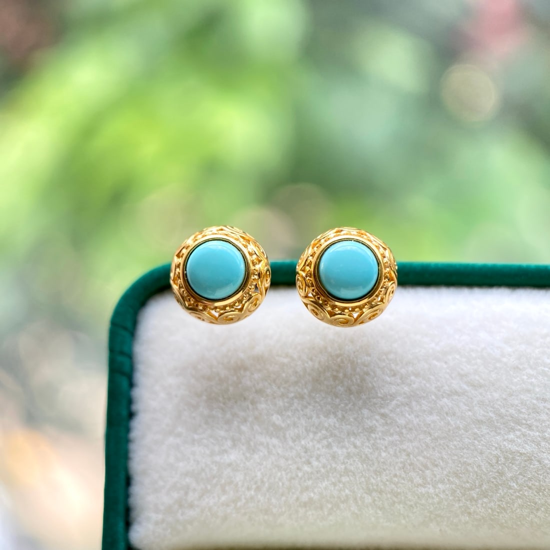 S925 Silver Natural Turquoise Earrings - 6