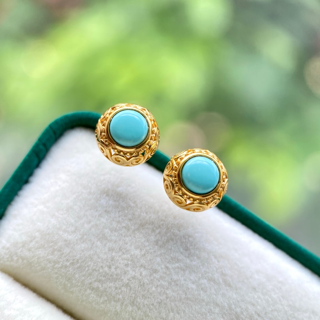 S925 Silver Natural Turquoise Earrings - 7