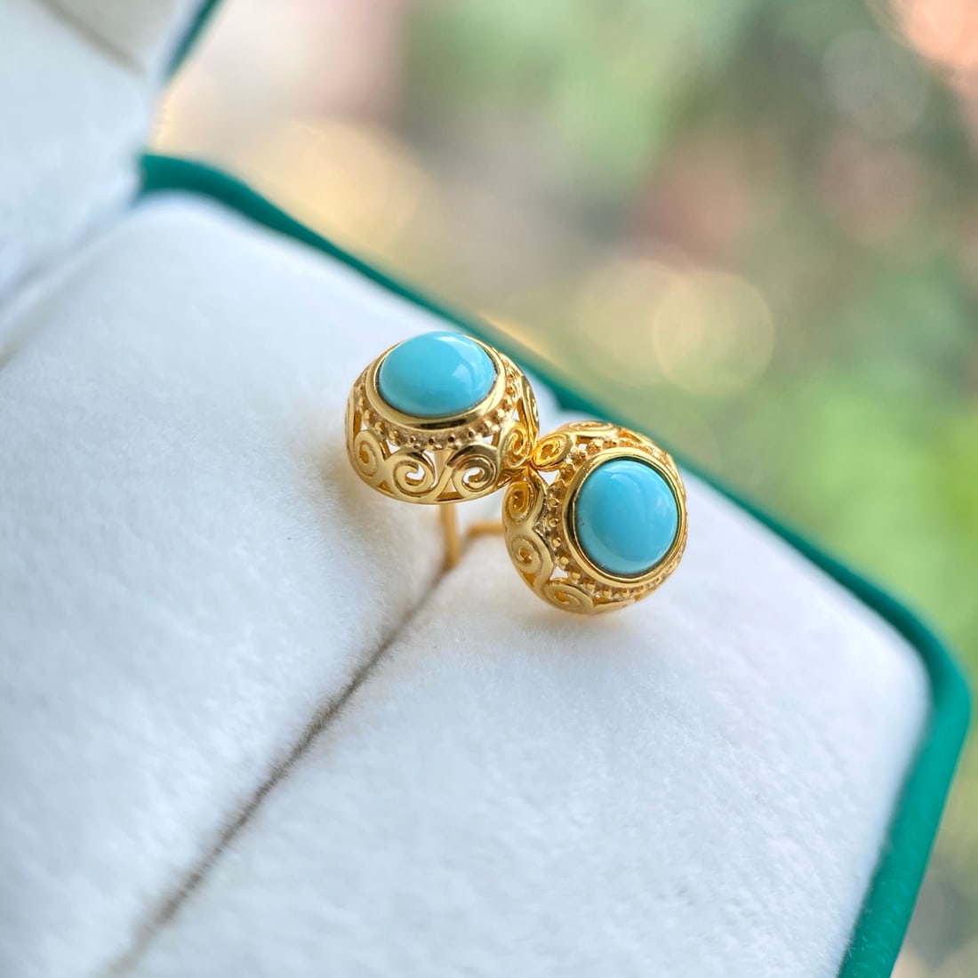 S925 Silver Natural Turquoise Earrings - 8