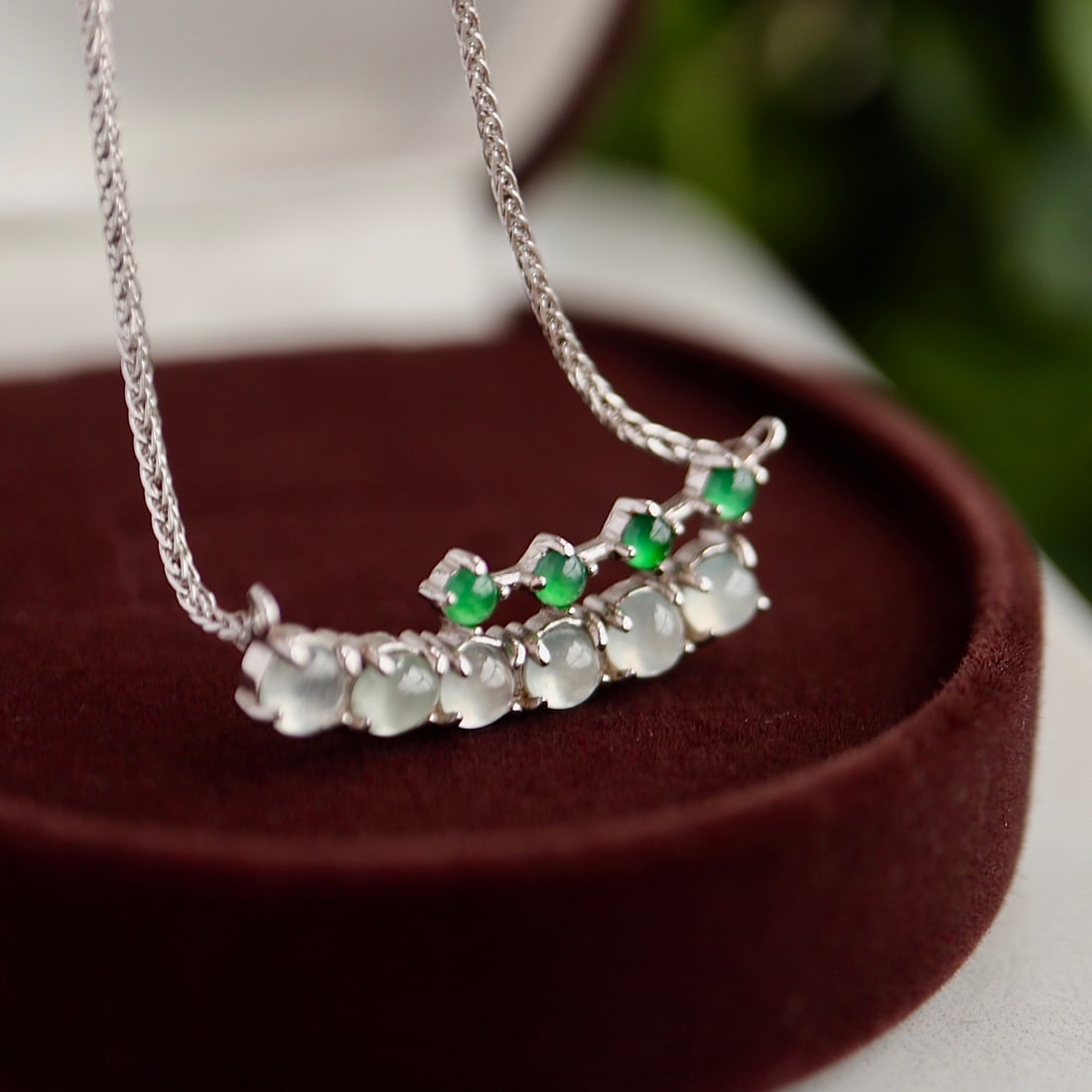 S925 Silver Natural White Ice Jade Necklace - 2