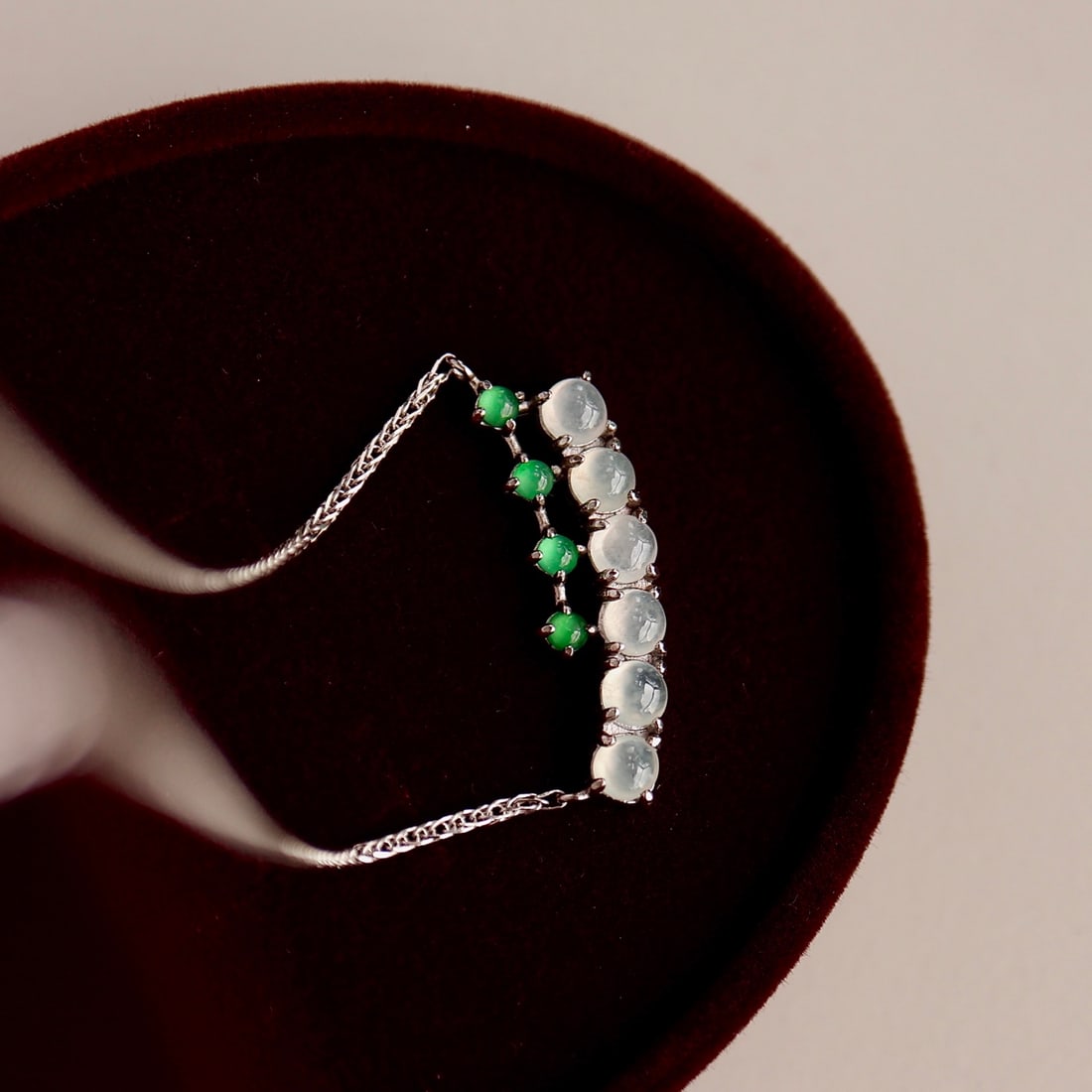 S925 Silver Natural White Ice Jade Necklace - 5