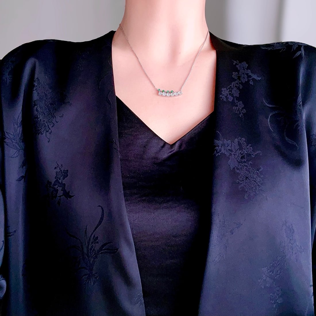 S925 Silver Natural White Ice Jade Necklace - 9