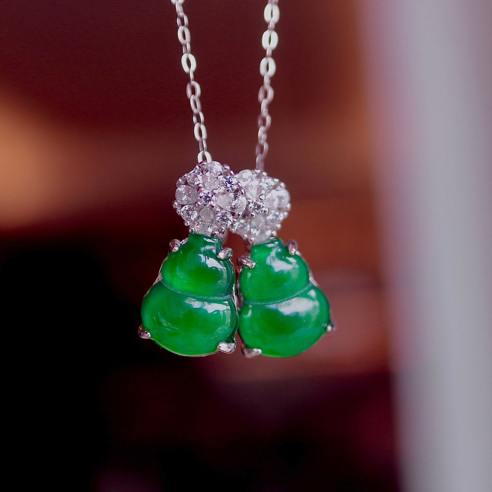 S925 Silver Natural Jadeite Gourd Pendant - 4