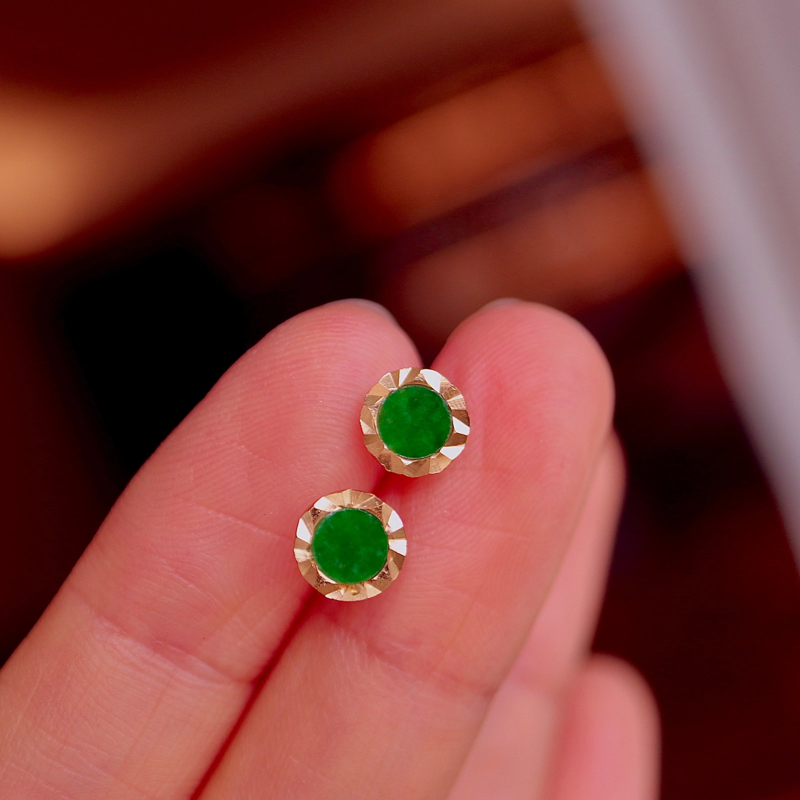 S925 Silver Natural Jadeite Earrings - 7