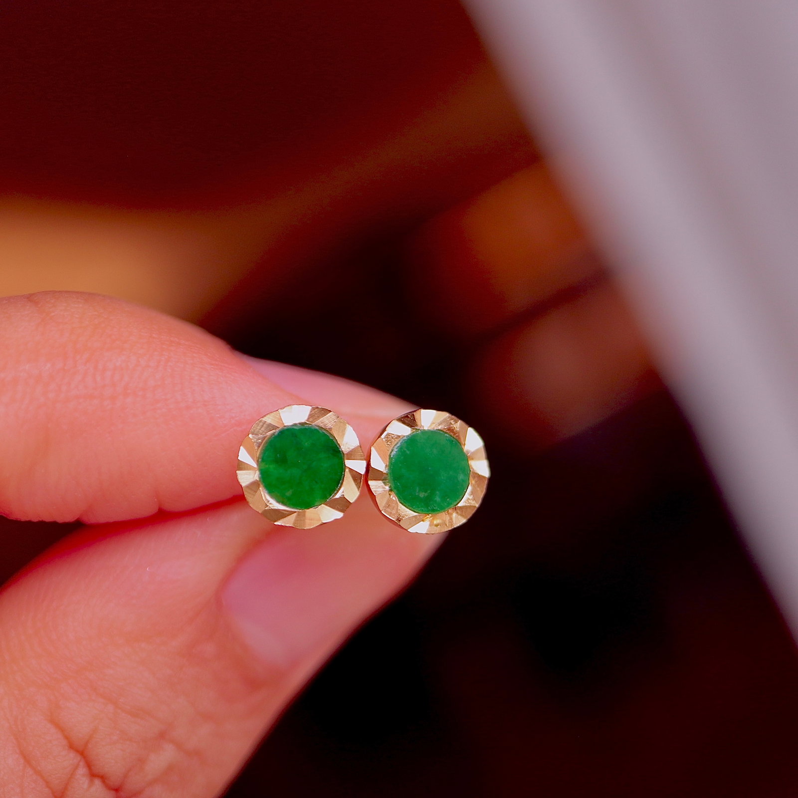 S925 Silver Natural Jadeite Earrings - 8