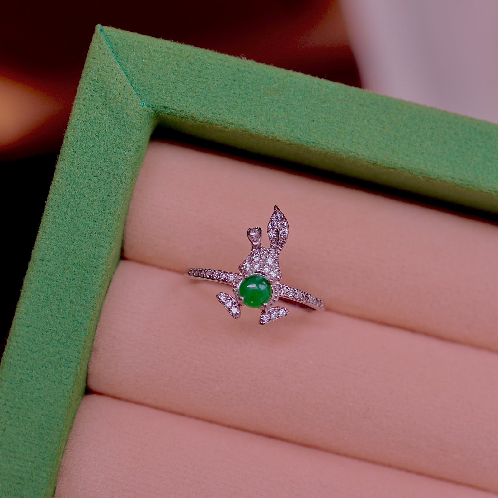 S925 Silver Natural Jadeite Ring - 5