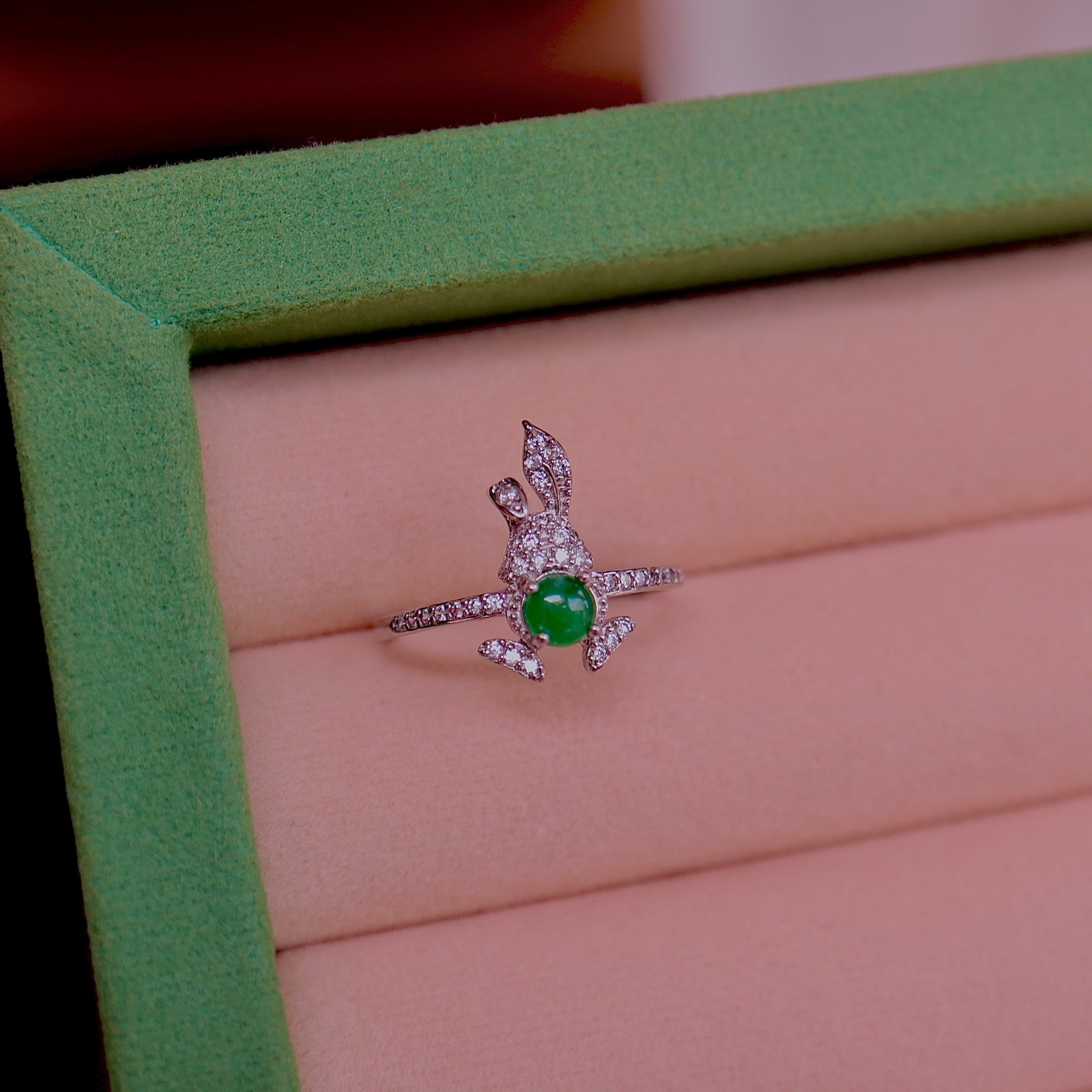 S925 Silver Natural Jadeite Ring - 6