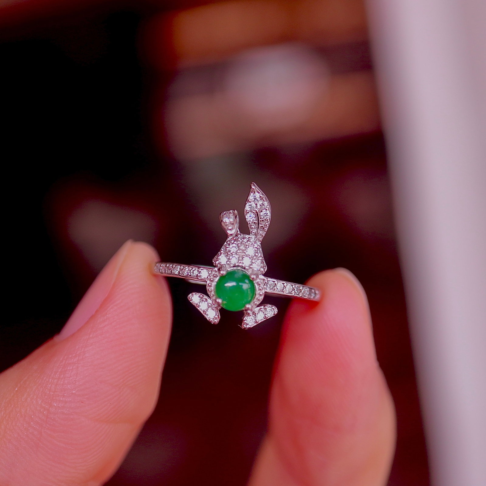 S925 Silver Natural Jadeite Ring - 8