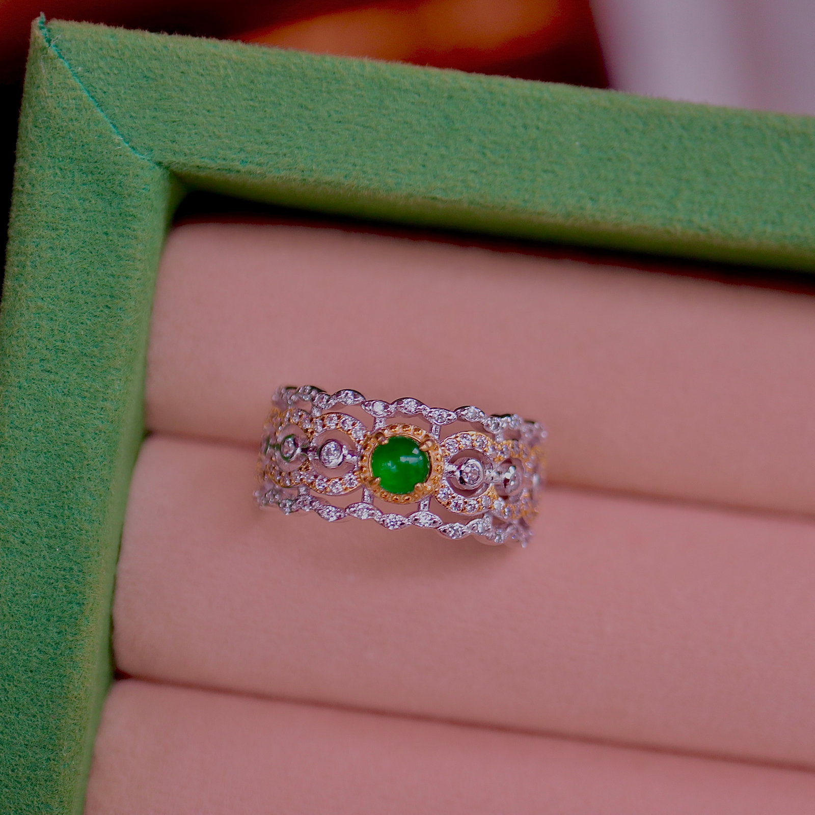 S925 Silver Natural Jadeite Ring - 3