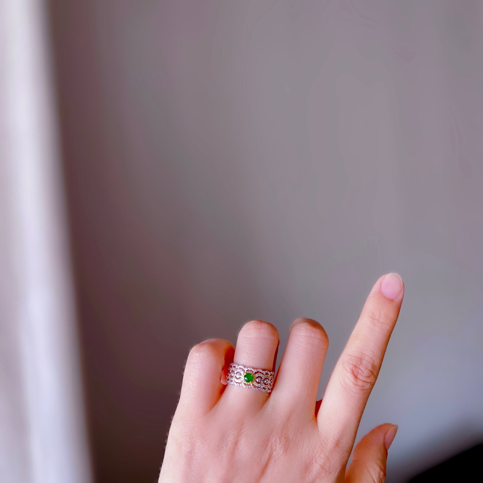 S925 Silver Natural Jadeite Ring - 8
