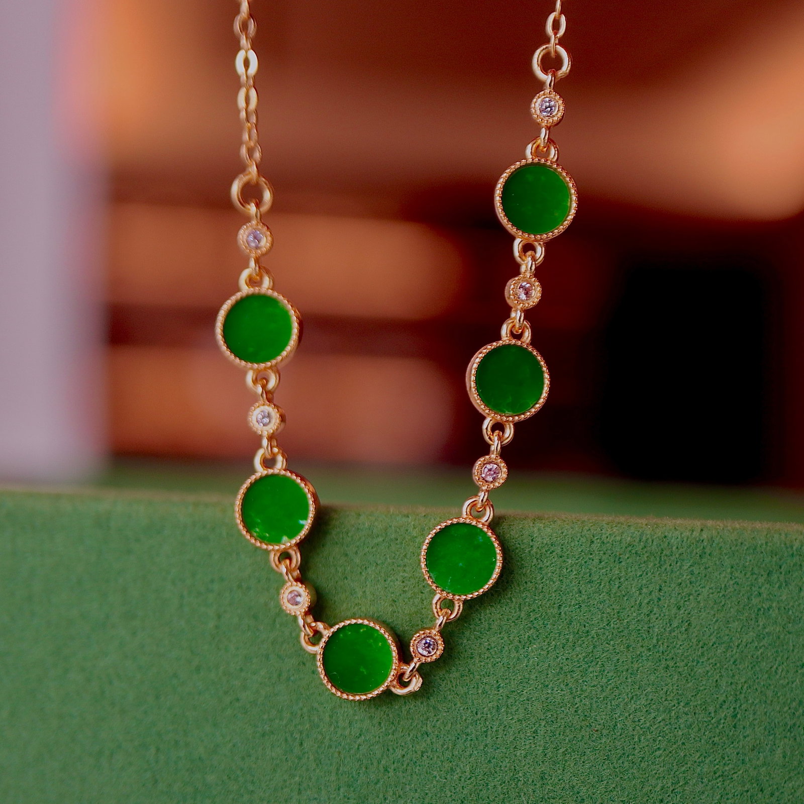S925 Silver Natural Jadeite Round Pendant Bracelet - 6