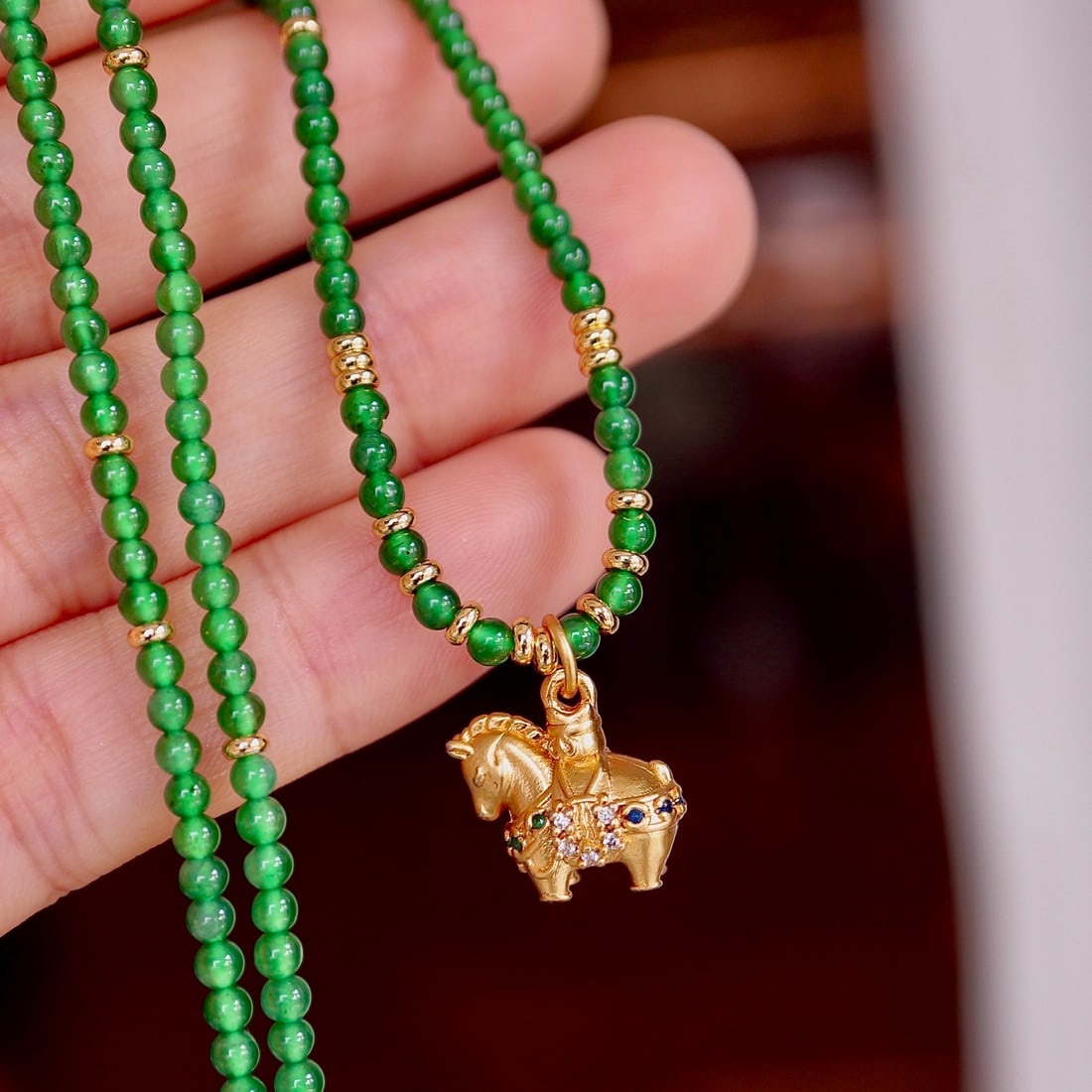 Natural Jade Bead Necklace - 4