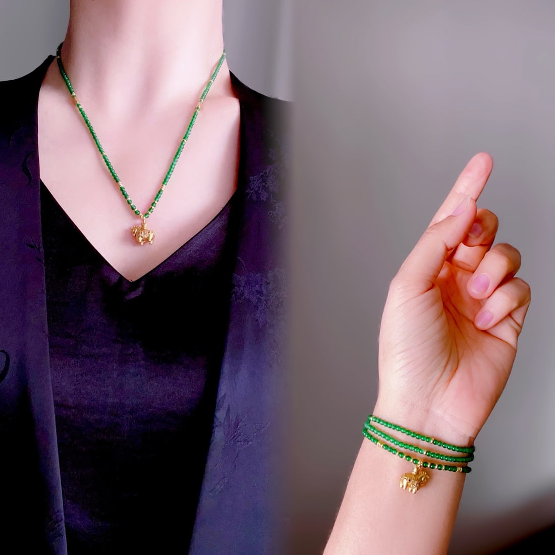Natural Jade Bead Necklace - 5