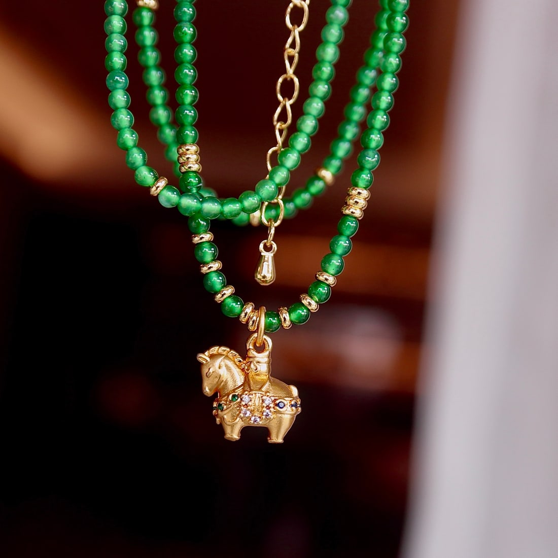 Natural Jade Bead Necklace - 7