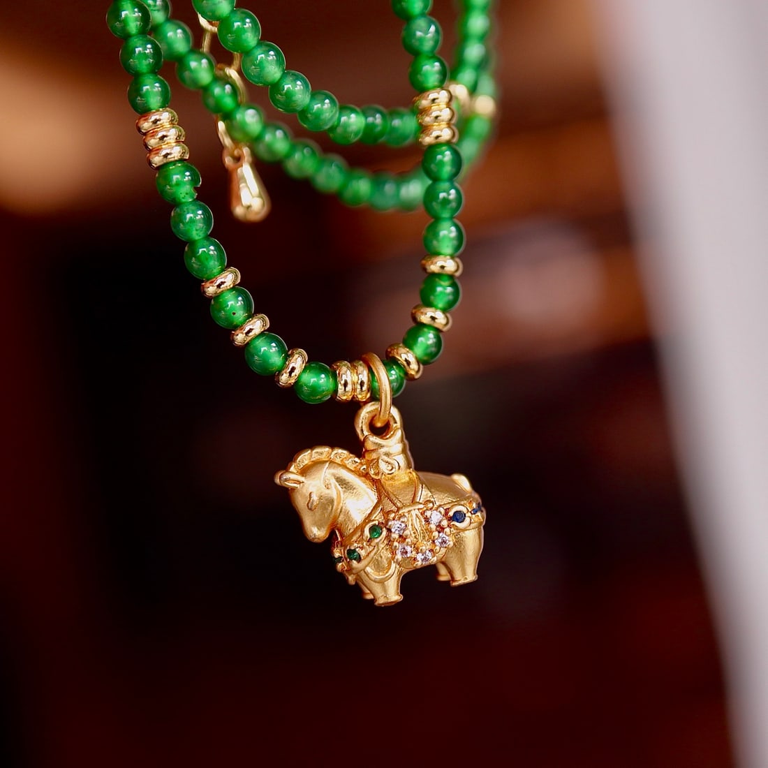 Natural Jade Bead Necklace - 8
