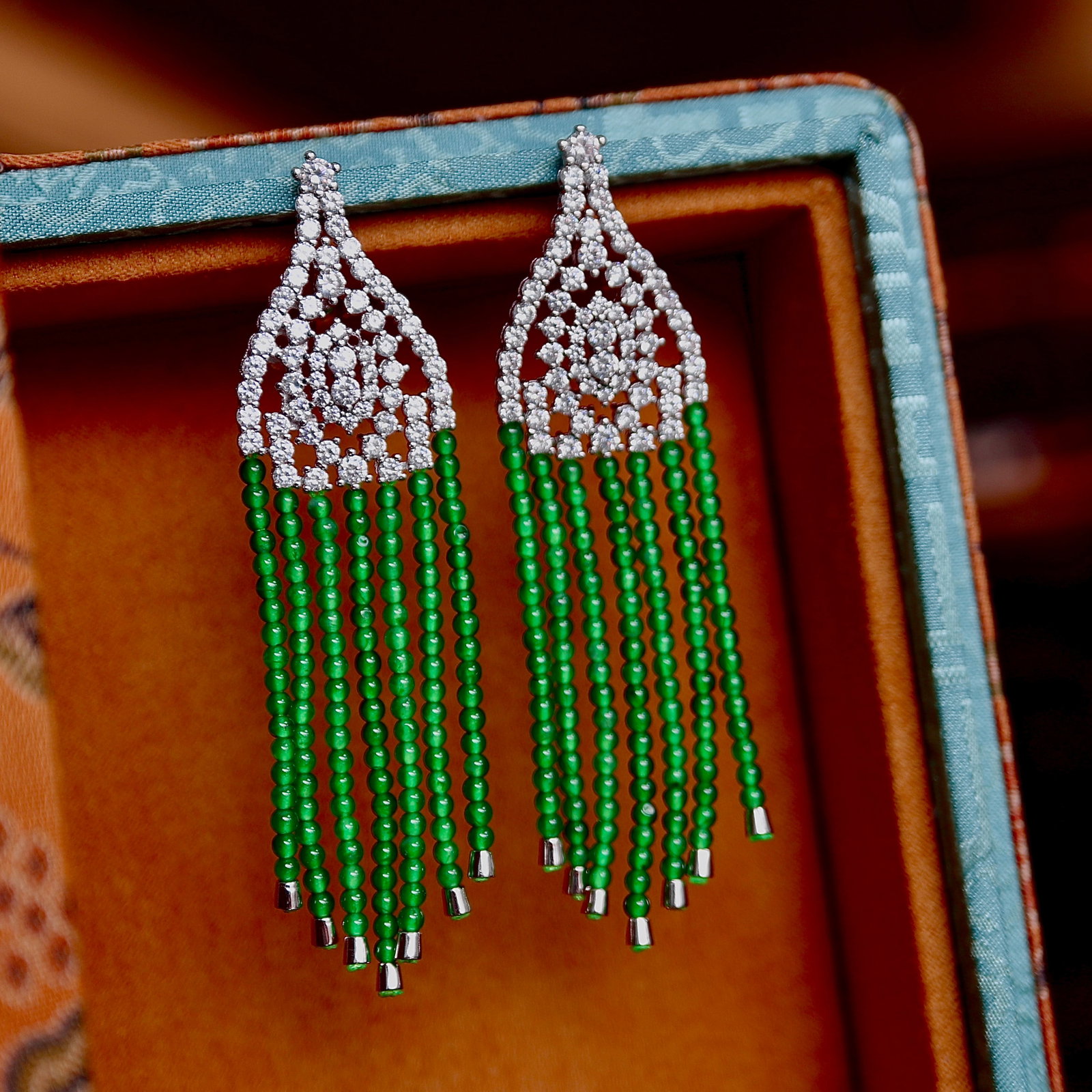 Silver Natural Jadeite Earrings - 2