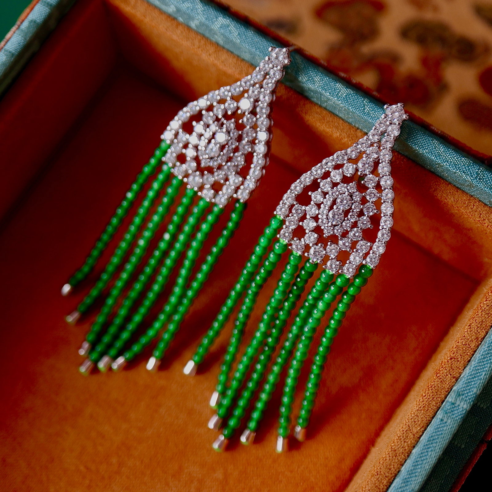 Silver Natural Jadeite Earrings - 4