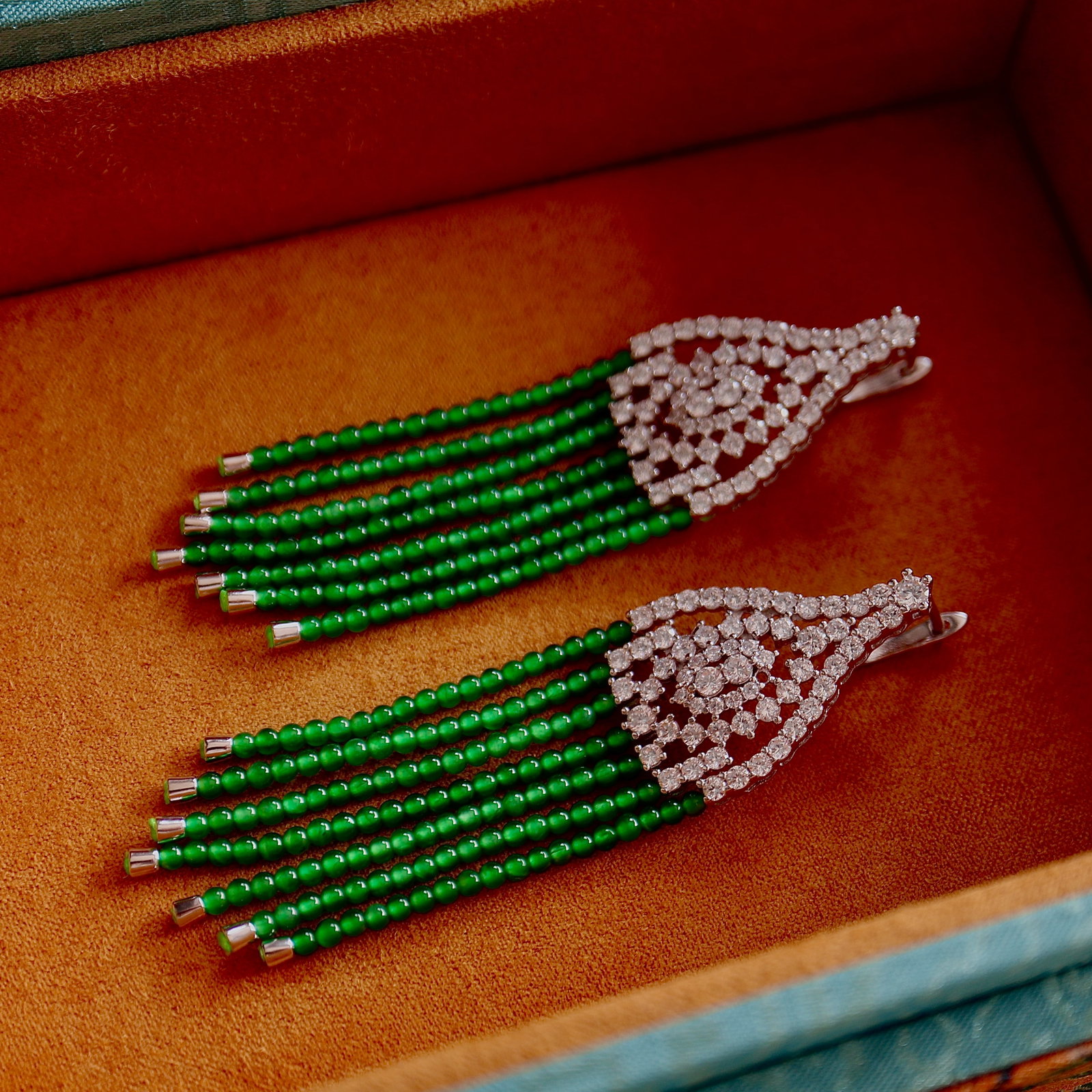 Silver Natural Jadeite Earrings - 5
