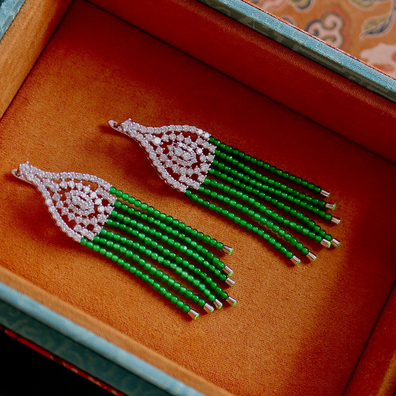 Silver Natural Jadeite Earrings - 6