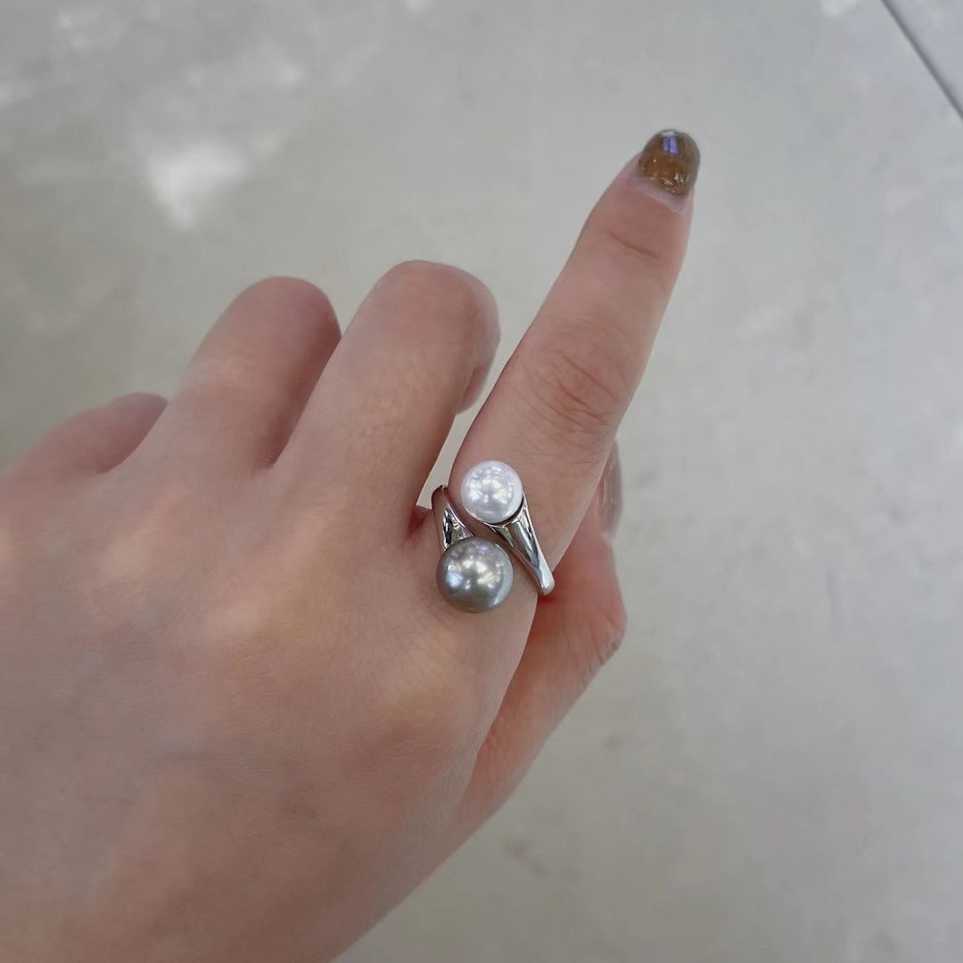Sterling Silver Tahitian Pearl Ring - 5