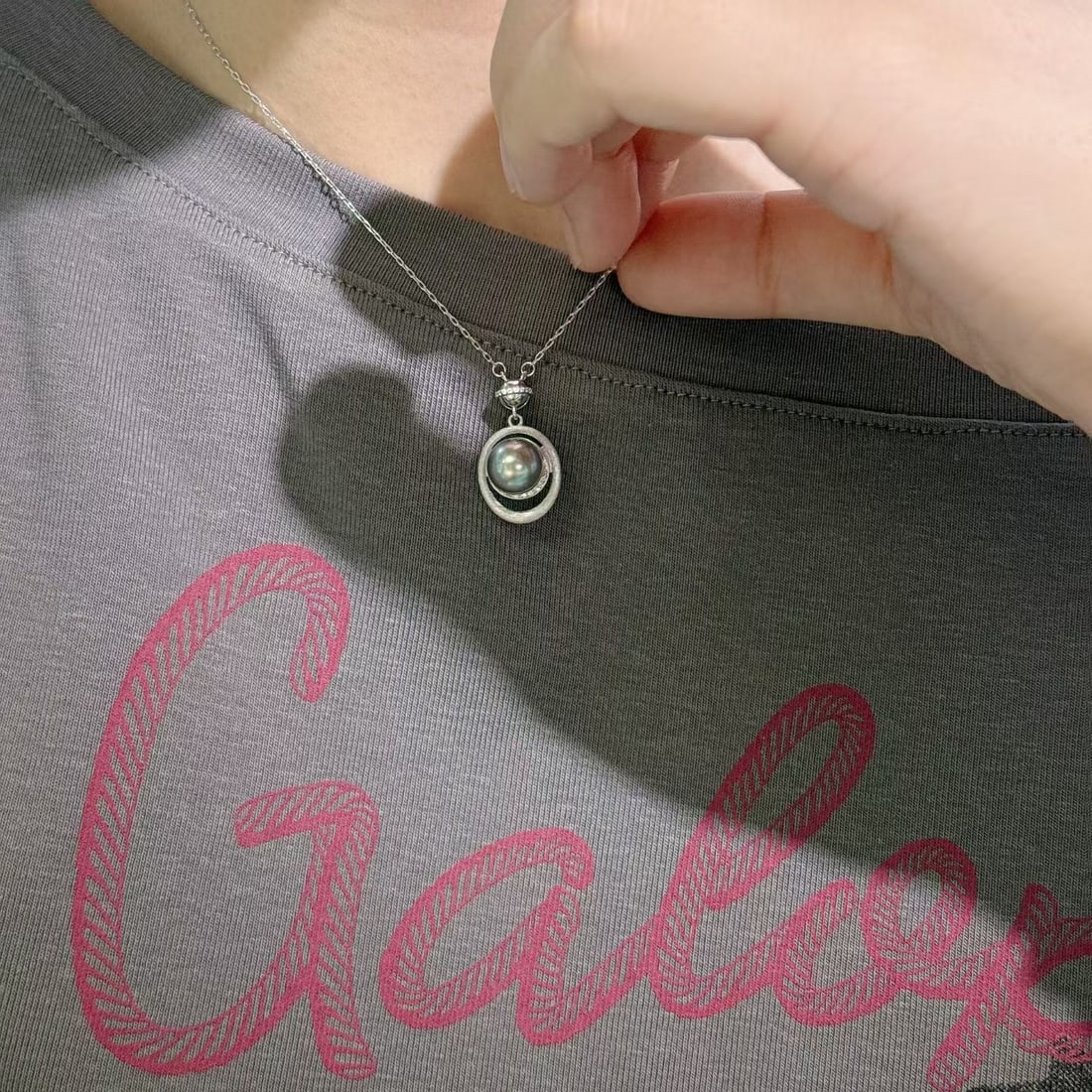 Sterling Silver Tahitian Pearl Pendant - 3