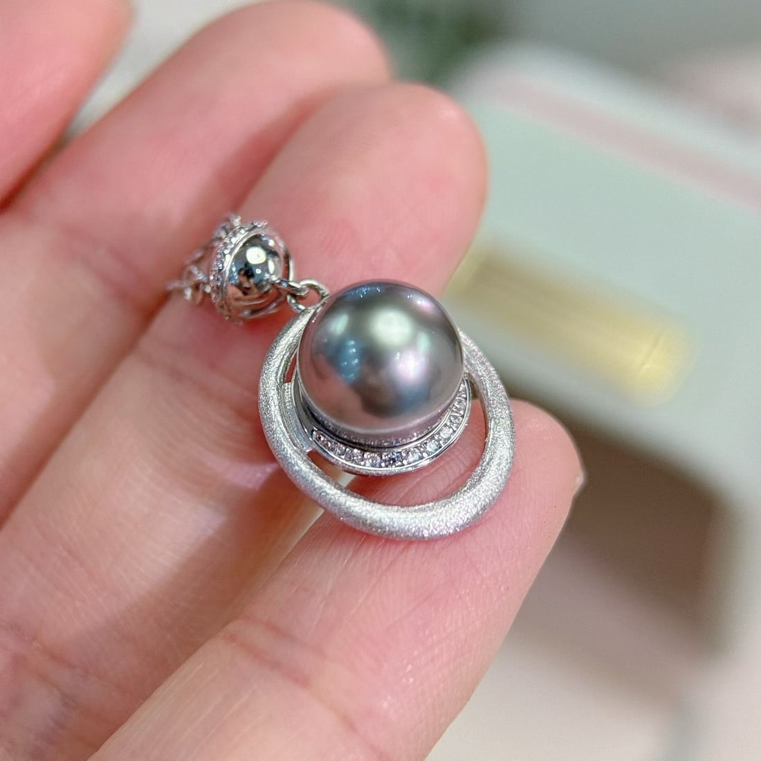 Sterling Silver Tahitian Pearl Pendant - 5