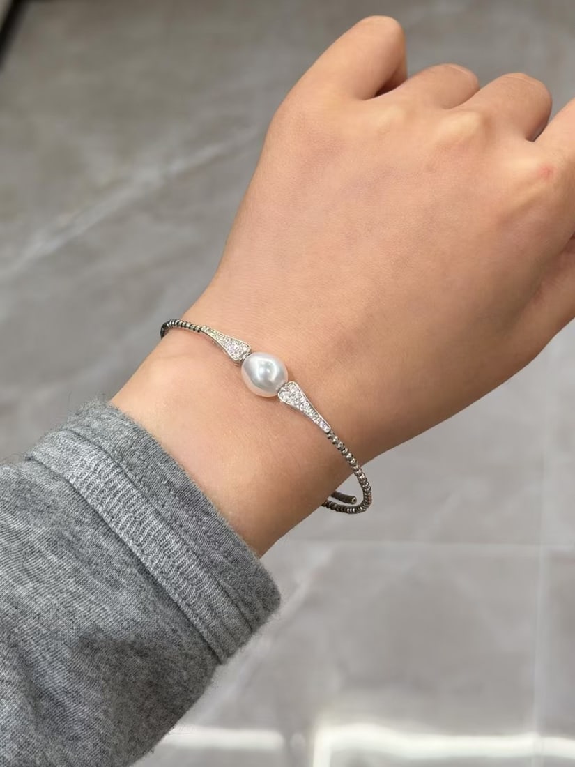 Sterling Silver Natural Australian White Pearl Bracelet - 3