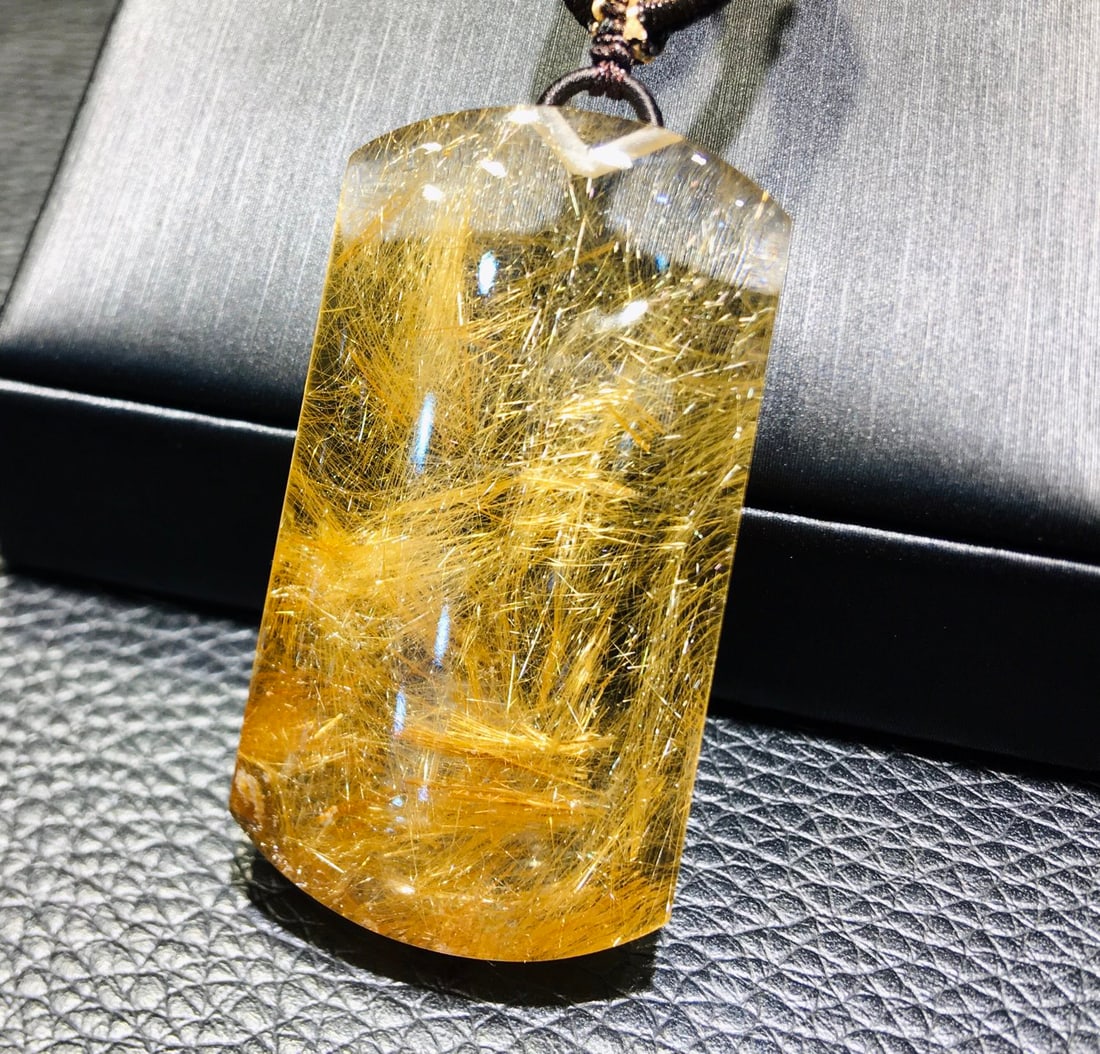 Natural Golden Rutilated Quartz Pendant - 2